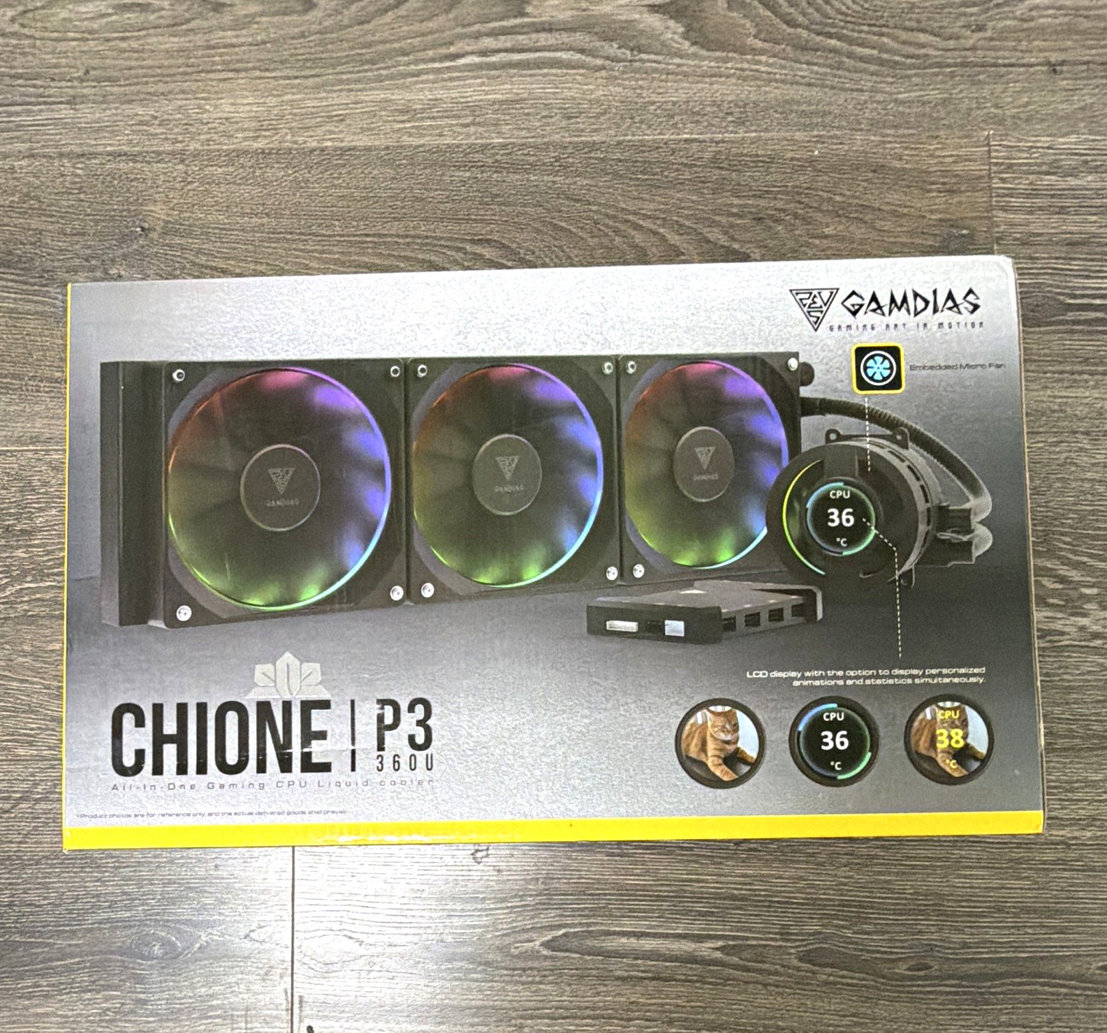 GAMDIAS CHIONE P3 360U 360mm AIO Liquid CPU Cooler 120mm ARGB Black