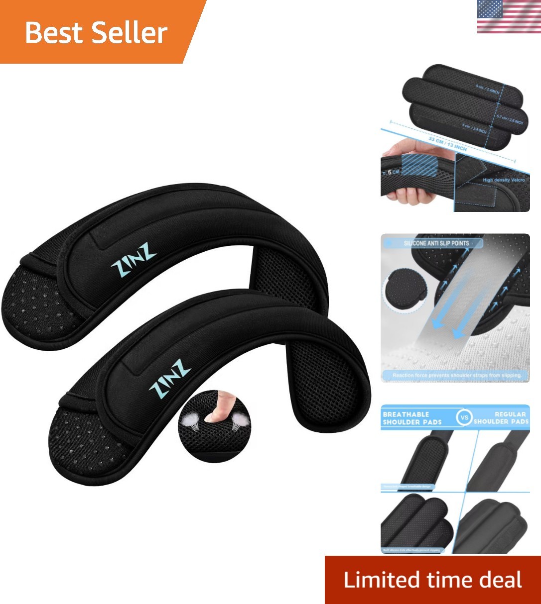 2-Pack Universal Shoulder Pad with Ultra thick Cushion for Bag Luggage Bag Cr...