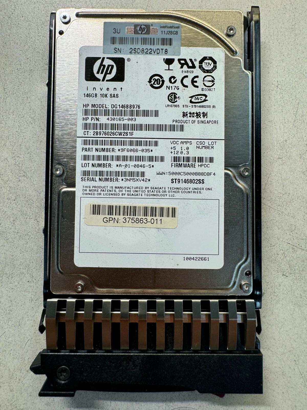 HP 430165-003 DG146BB976 146GB 10K RPM 16MB Cache 3Gbps SAS 2.5"