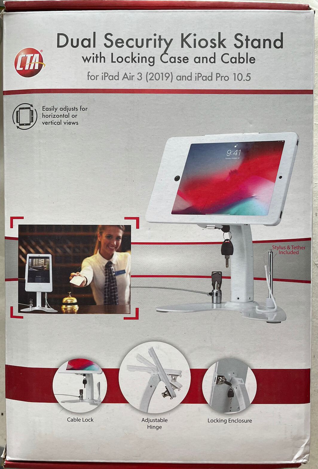 CTA Digital Dual Security Kiosk Stand with Locking Case and Cable for iPads