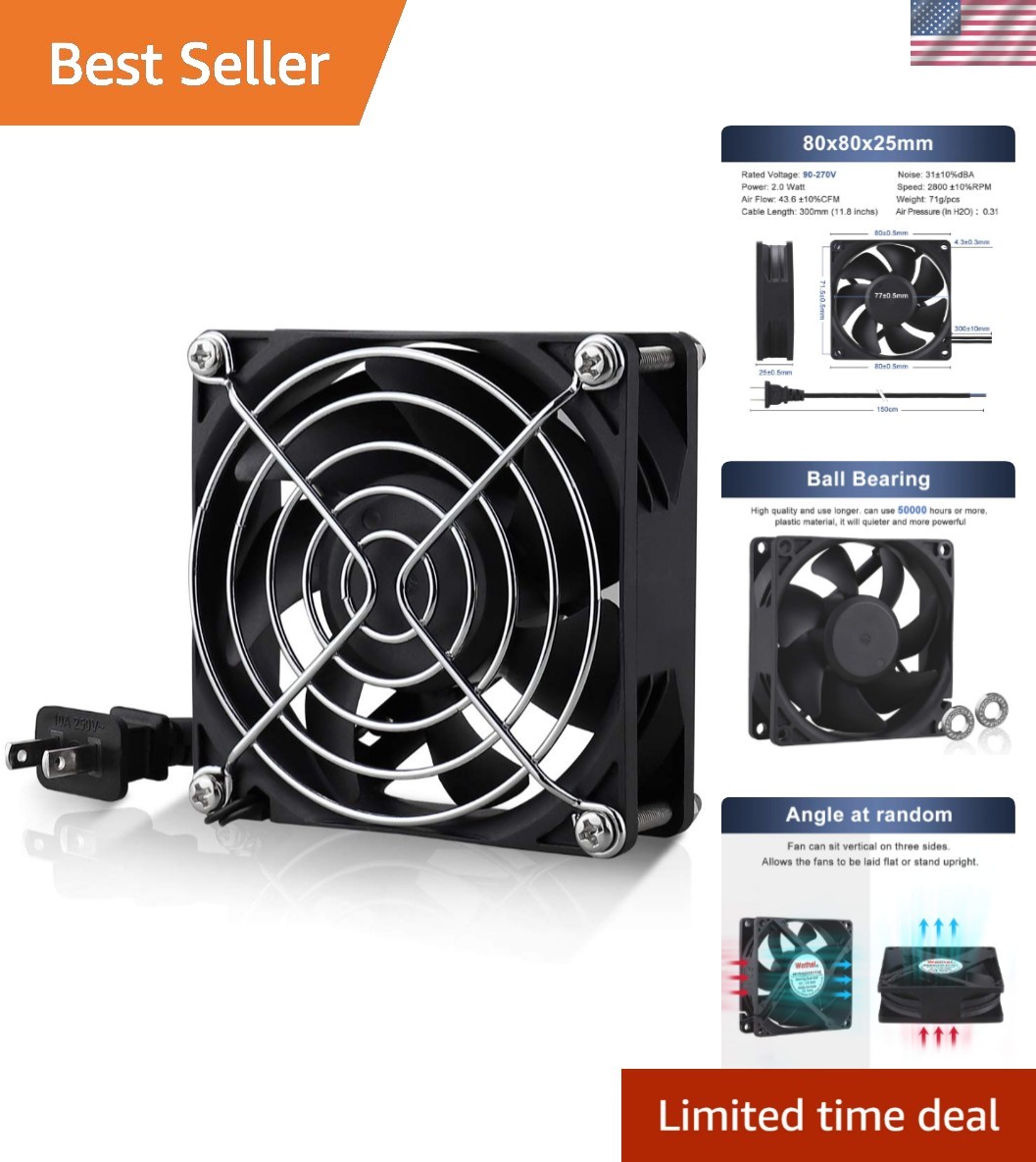 Compact 3-Inch EC Axial Fan - 80x25mm, 2800 RPM with Mounting Hardware Included
