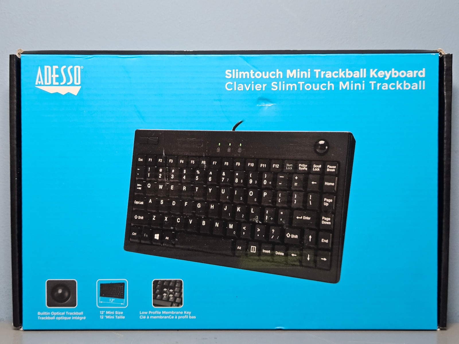 Adesso Slimtouch 310 Mini Trackball Keyboard AKB-3100B 12" Size - New & Sealed