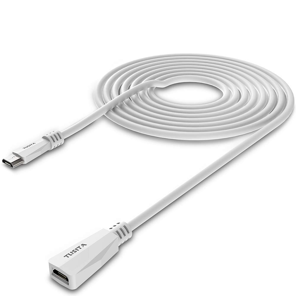 TUSITA Micro USB Power Extension Cable (20Ft 6M) - Male to Female Extender Cord