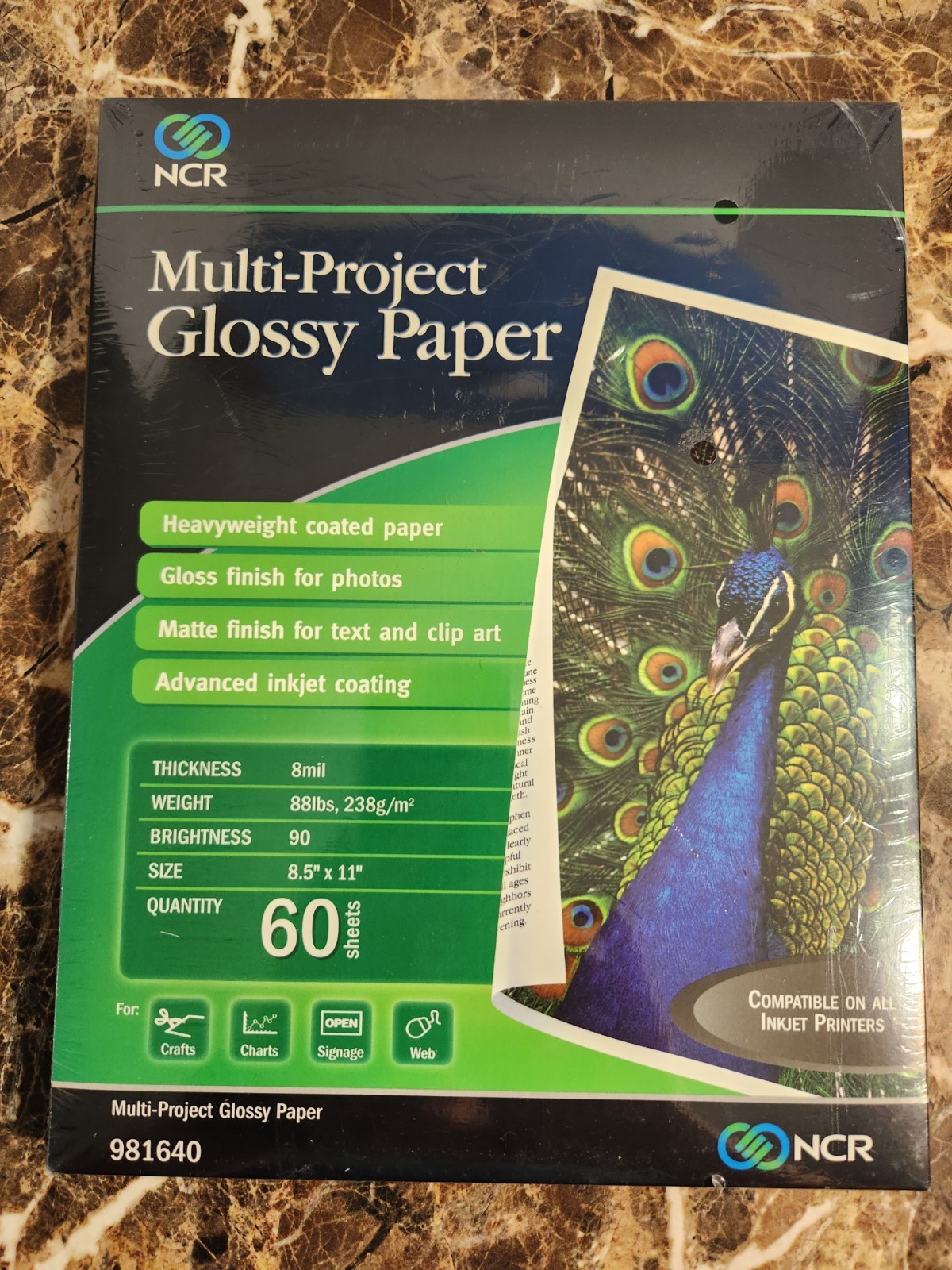 NCR multi-project Heavy Weight glossy Photo Paper 60 pc (8.5x11) SEALED 981640