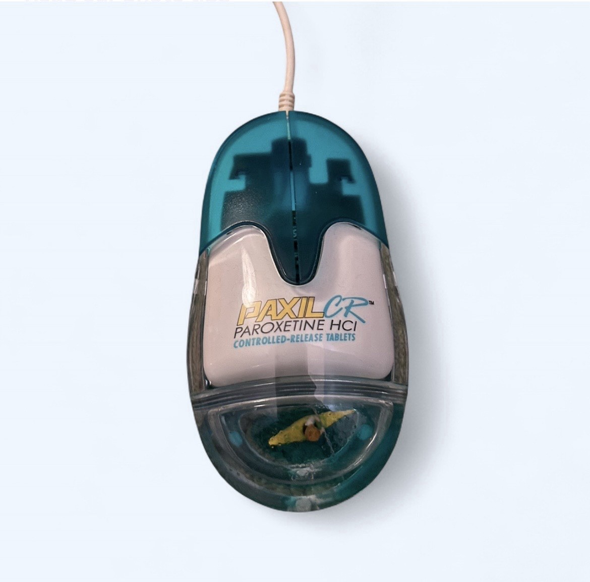 RARE Vintage AQUA Mouse PaxilCR 2-Button PS/2 Mechanical BallMouse Kayak