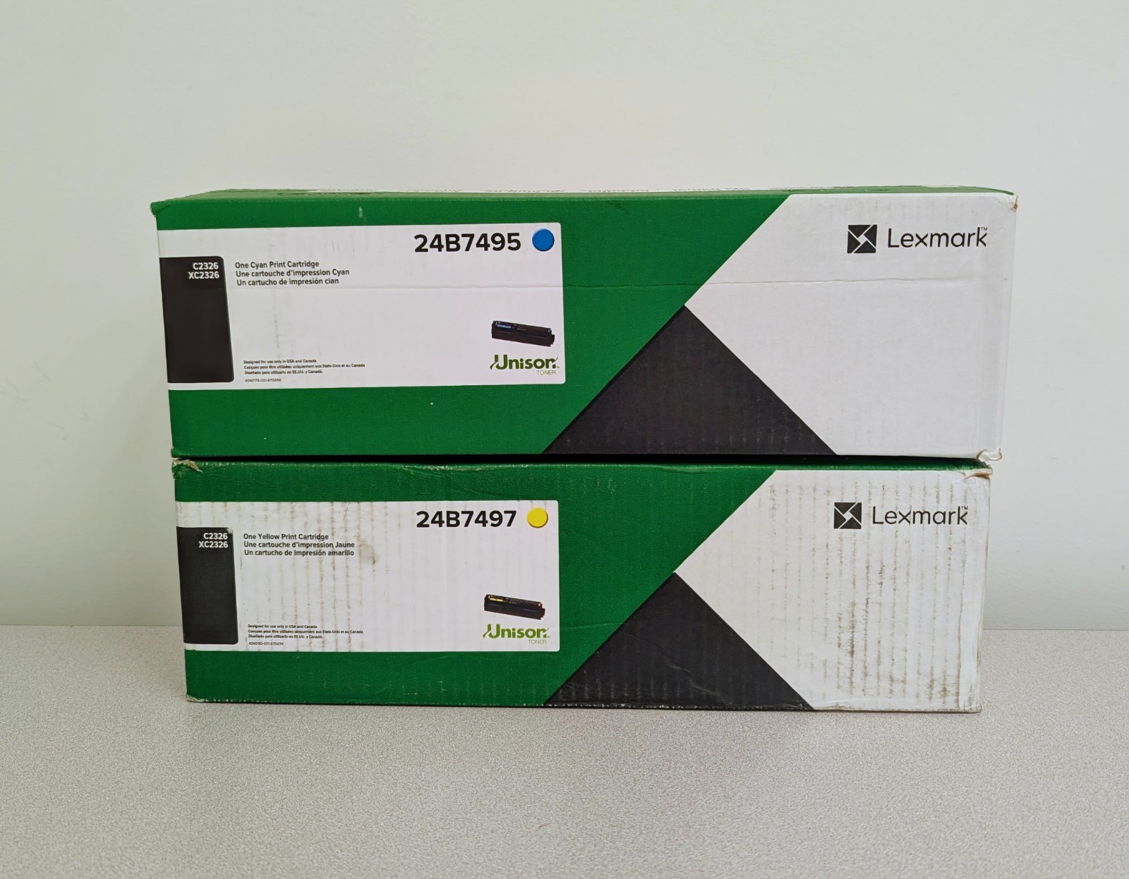 LOT OF 2 GENUINE LEXMARK 24B7497/24B7495 (C2326) TONER CARTRIDGE
