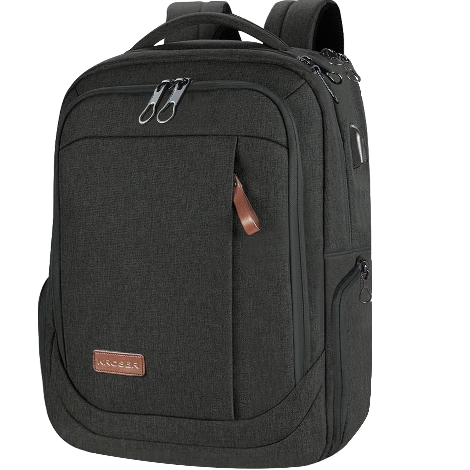 KROSER Laptop Backpack Computer 17.3 Inch Inch, Charcoal Black