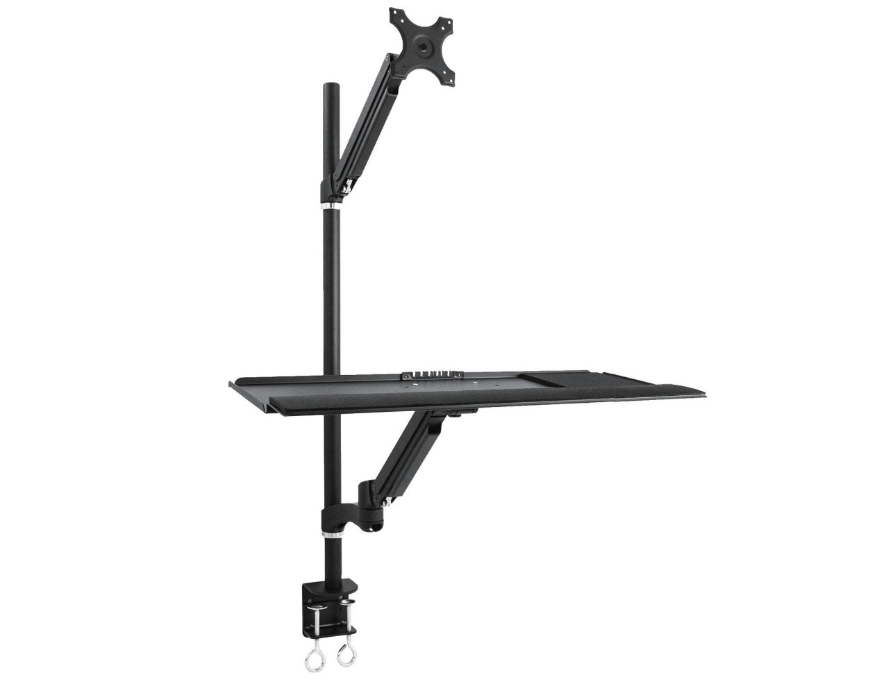 Monmount Sit-Stand Ergonomic Monitor Desk & Keyboard Mount - Easy Clamp To Desk