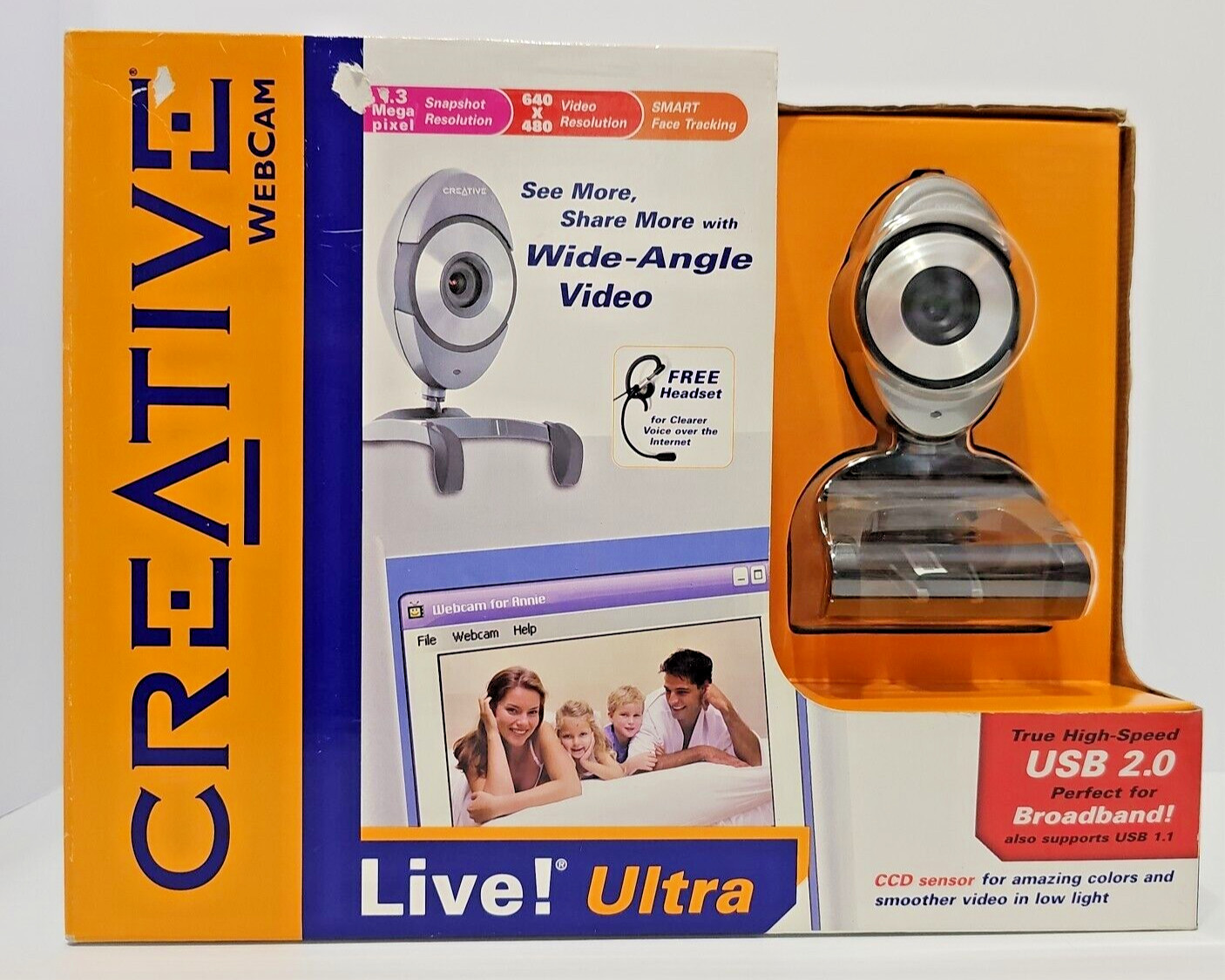 Creative Webcam Live Ultra USB 2.0 Wide Angle Video 640x480 VF-0060 w/ Headset