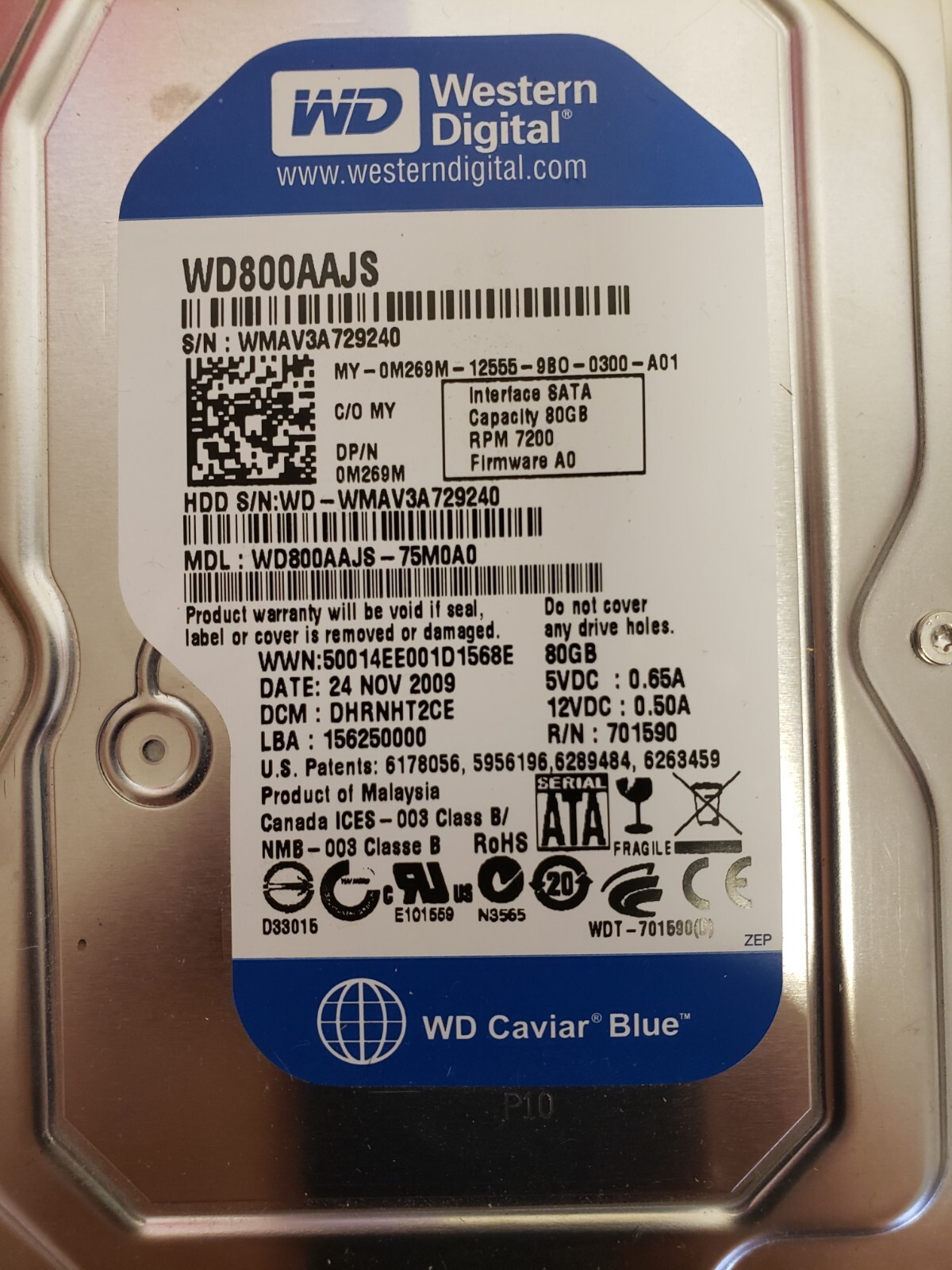 Lot of 3 (2) Seagate Momentus 80GB 2.5" SATA 7200 RPM HDD Hard Disk Drive (1 WD)