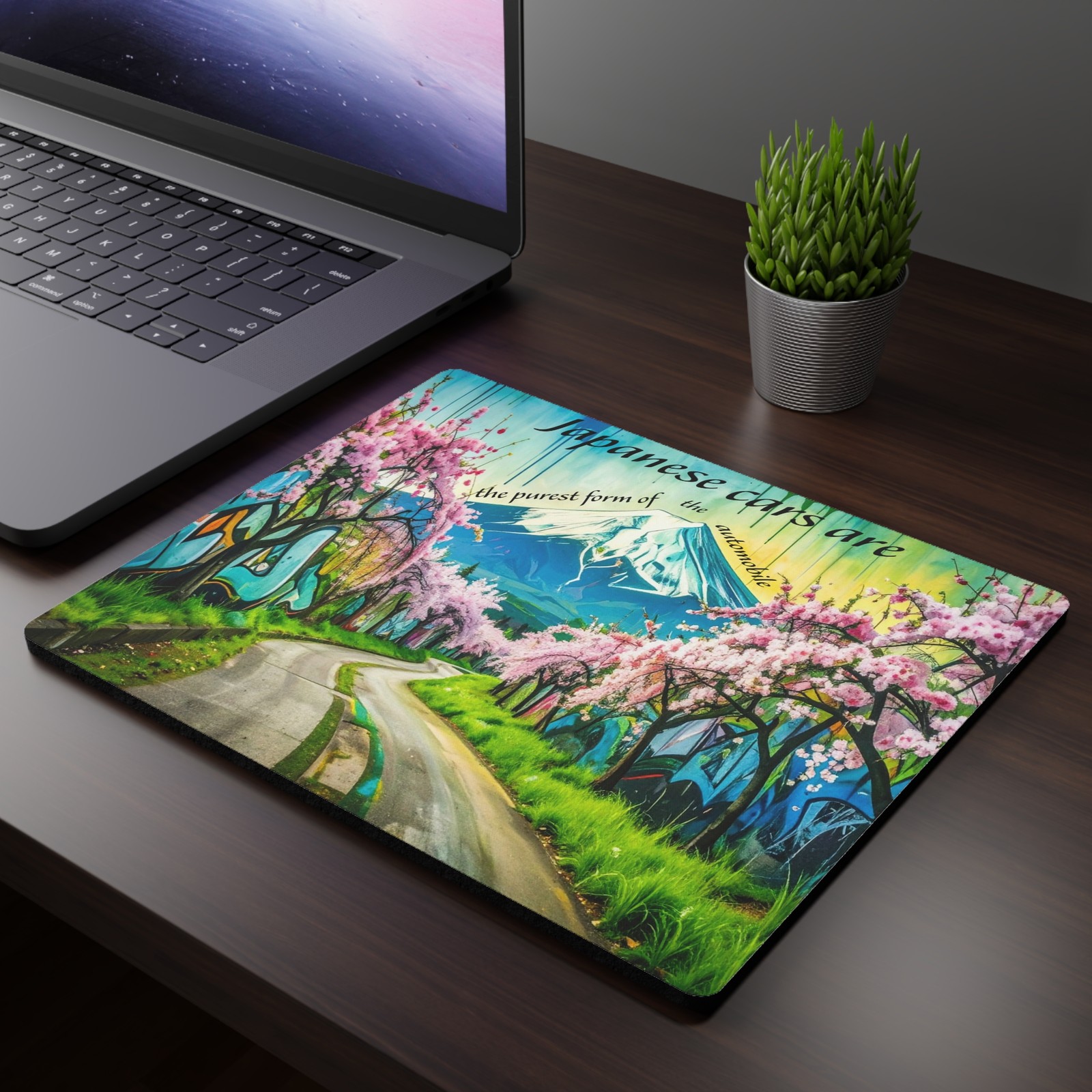 Japanese Cars Mouse Pad JDM Aesthetic Cherry Blossom Mountain Desk Mat