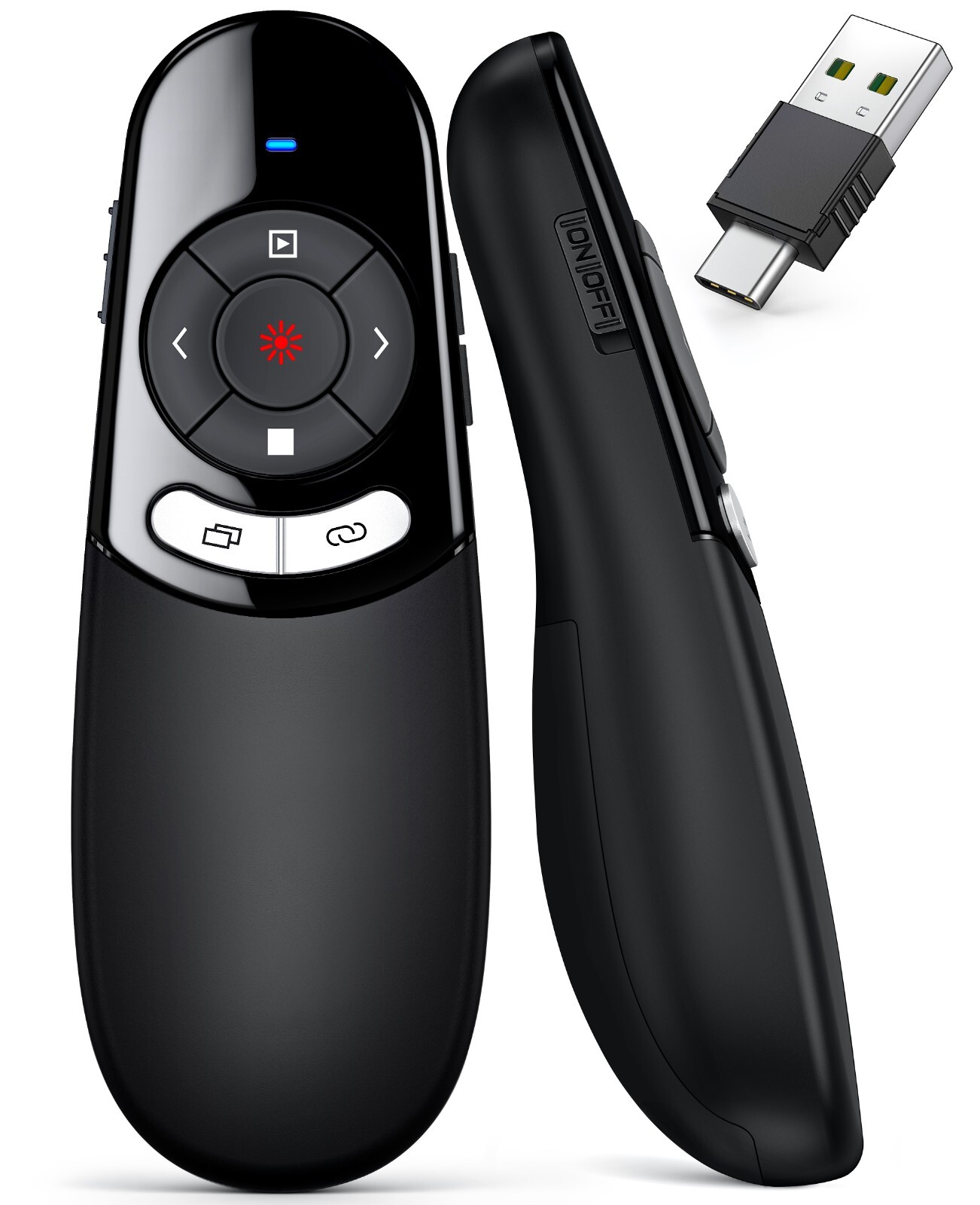 2 in 1 Type C and USB Presentation Clicker Powerpoint Presentations for Mac,PC