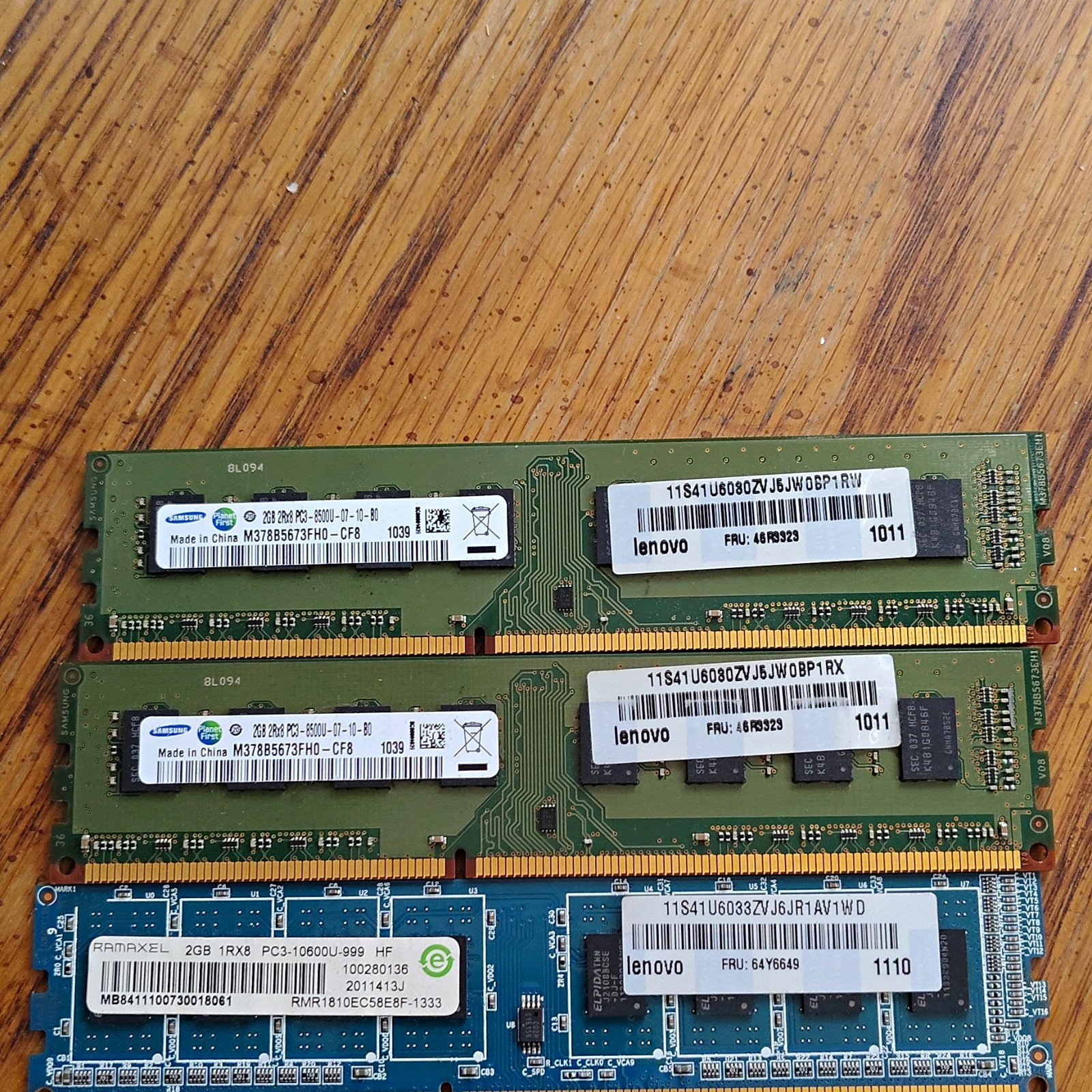 Mixed Brands 6GB (3x2GB) DDR3 UDIMM 240-Pin PC3-8500U Unbuffered