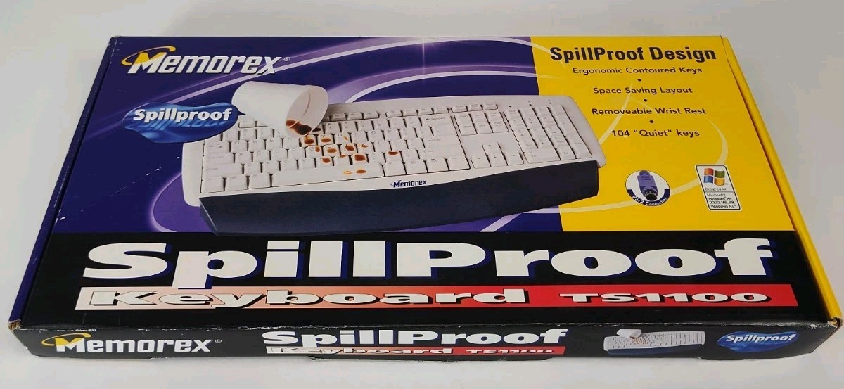 New Memorex SpillProof Design Keyboard TS1100