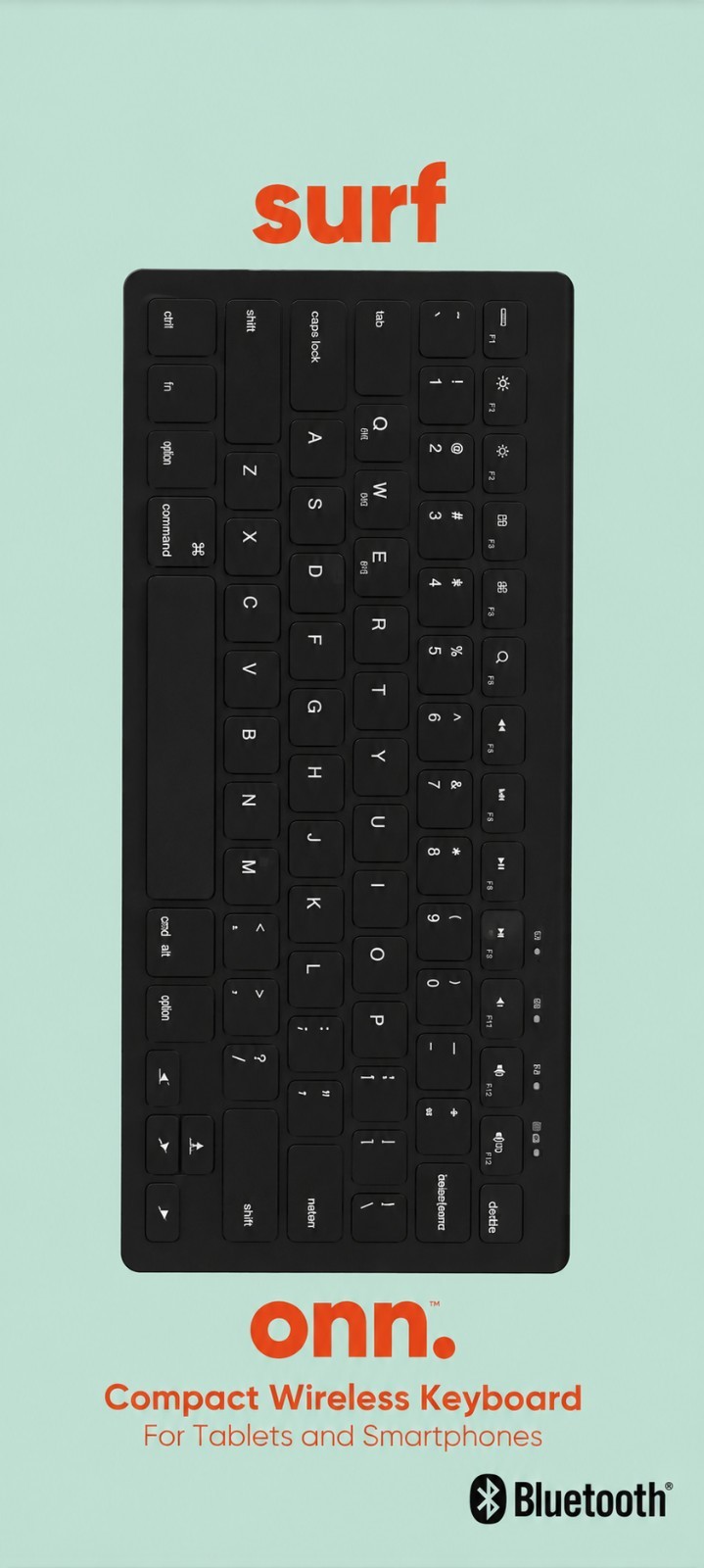 ONN Compact Wireless Keyboard Bluetooth PC Mac iOS Android Compatible NIB