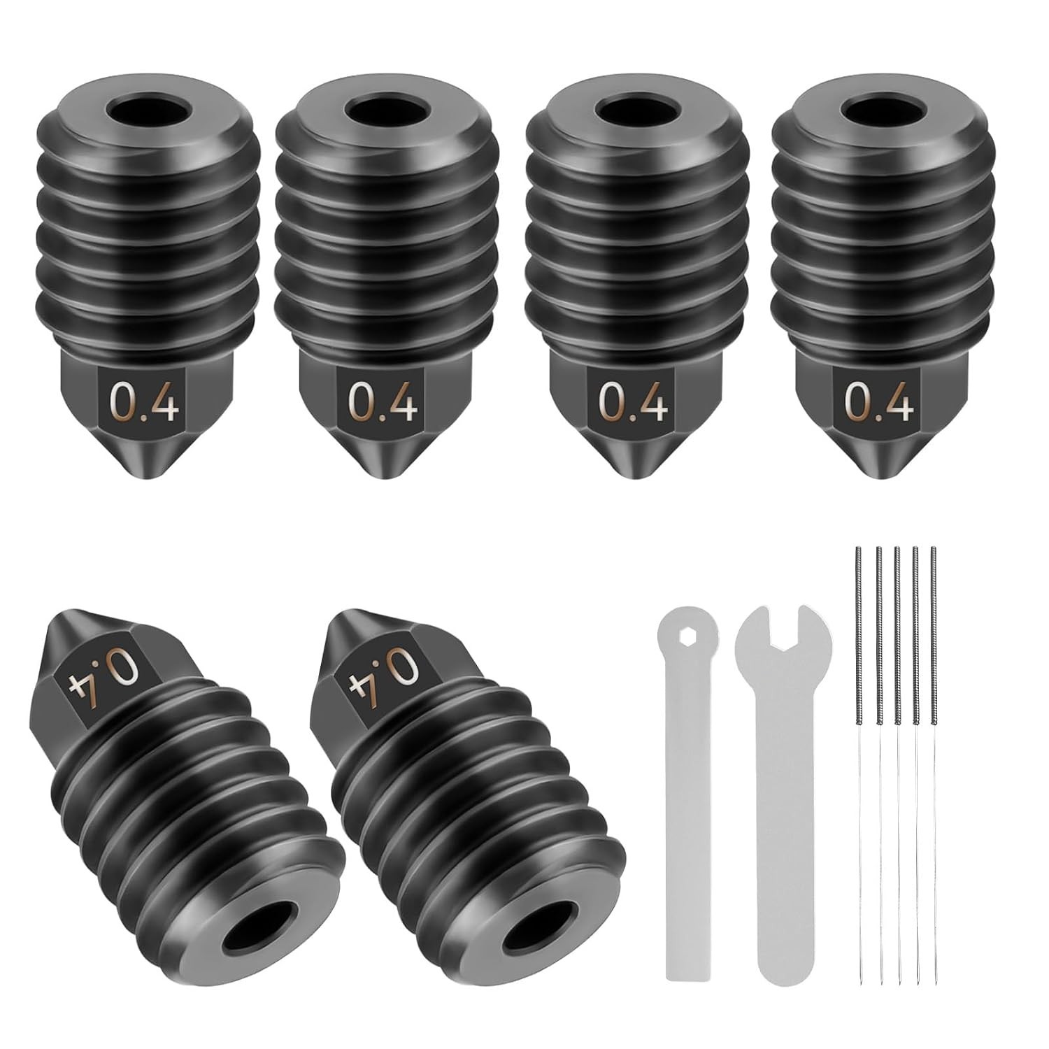 6PCS 0.4mm Hardened Steel Nozzle Kit for Bambu Lab X1/P1 3D Printers