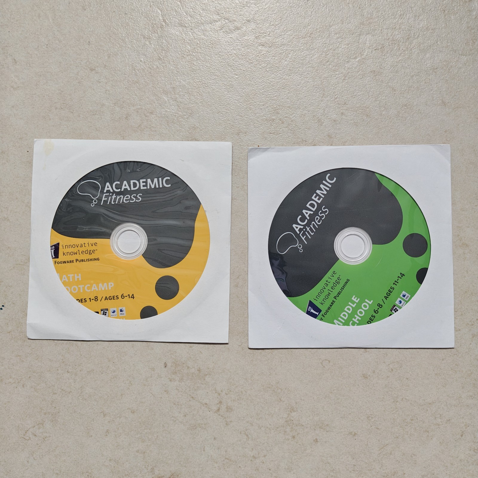 LOT OF 2 Academic Fitness Innovative Knowledge CD (PC; 2010) - READ DESC #2499