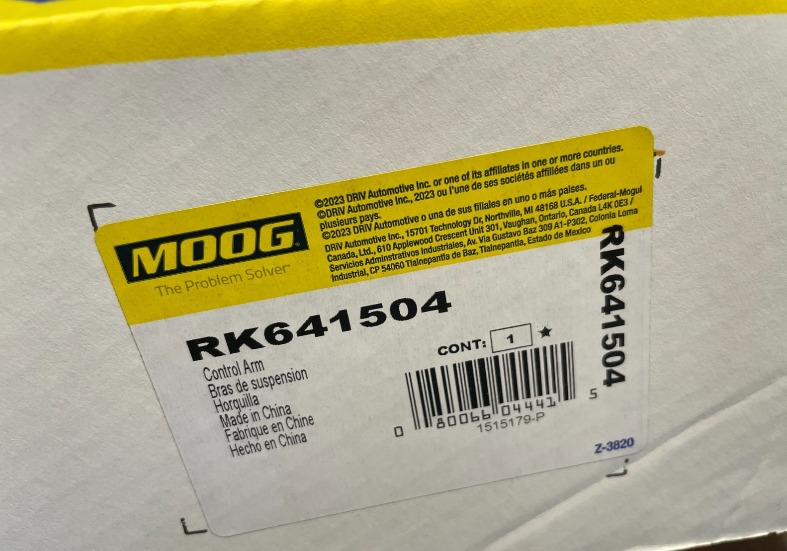 Moog RK641504 Front Left Lower Control Arm For 2006-2008 Dodge Ram