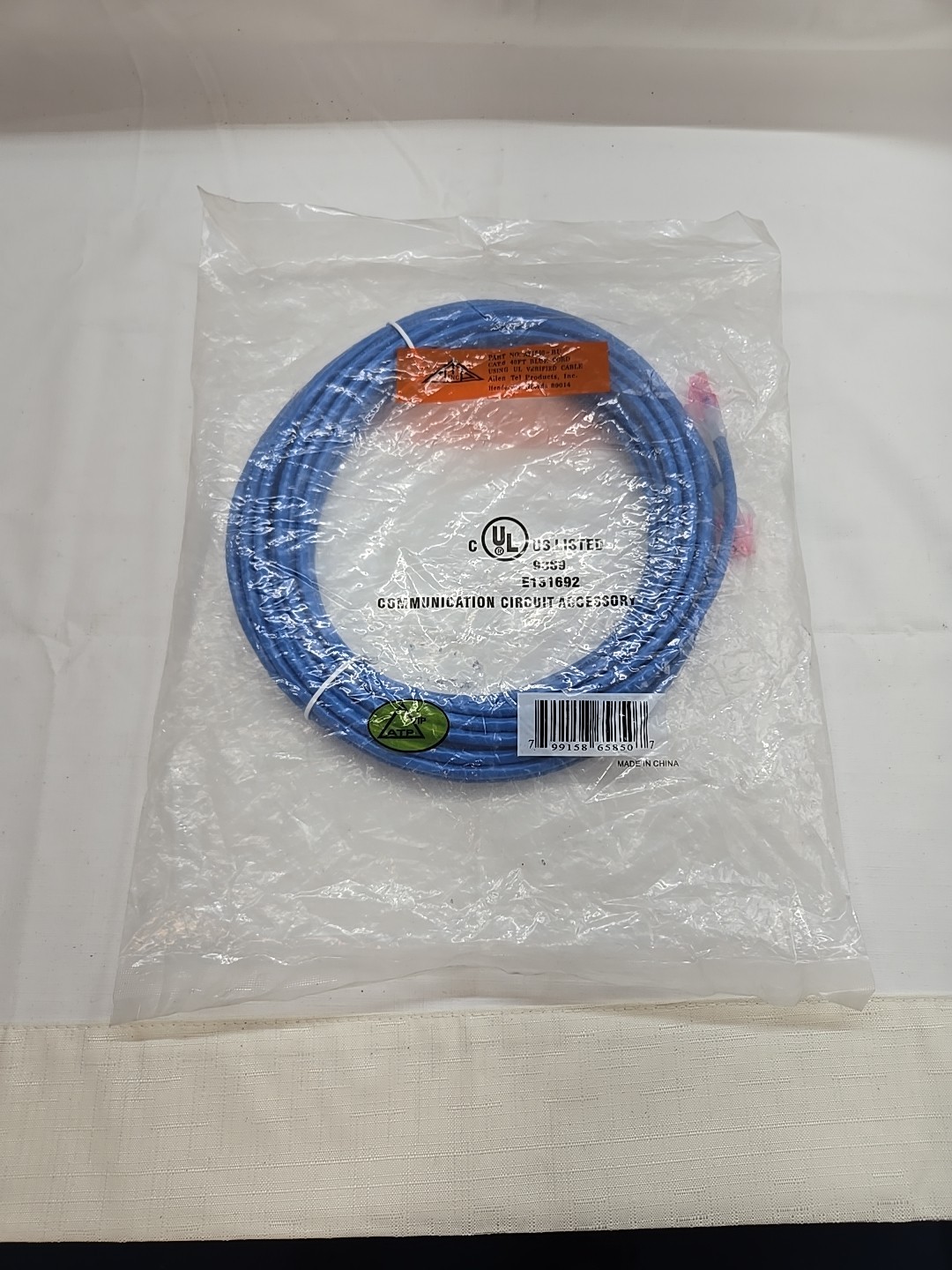 Allen Tel AT1640-BU Cat6 Ethernet Patch Cable 40ft Blue RJ45 