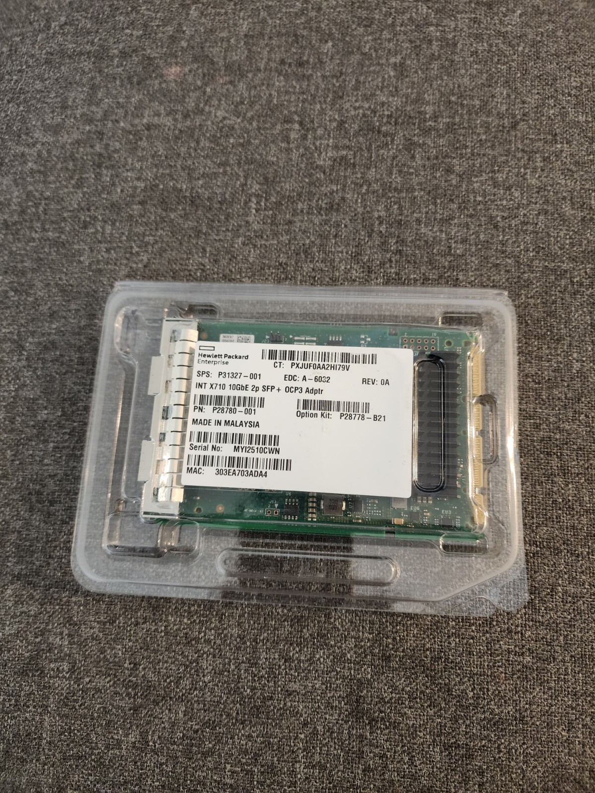 Hewlett Packard Enterprise (HPE) Intel X710-DA2 Ethernet 10Gb 2-p SFP+ OCP3 Adpt
