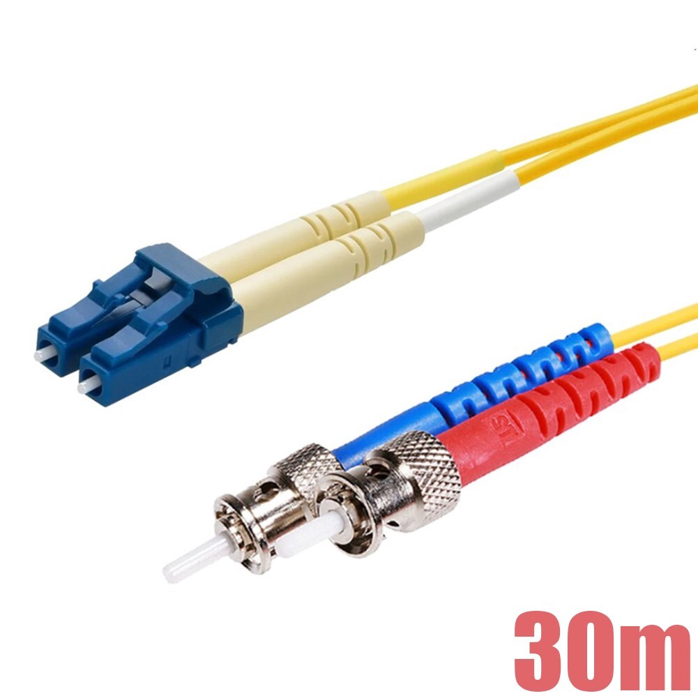 30M LC to ST UL Single Mode 9/125 Duplex Fiber Optic Optical Cable OFNR Yellow