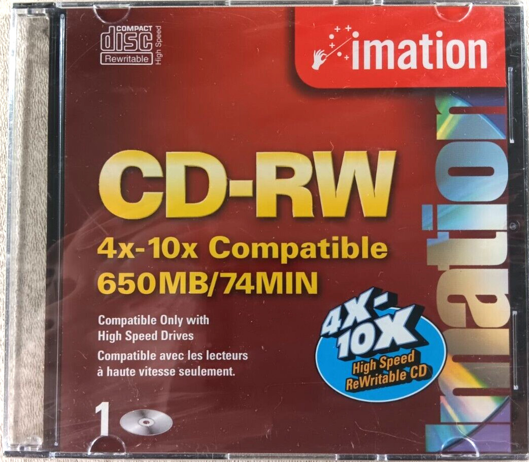 Imation CD-RW 10X High Speed Rewritable CD 650MB 74 Min NEW SEALED