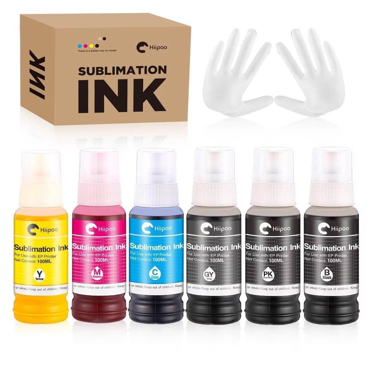 Hiipoo 600ML Sublimation Ink ET-8500 ET-8550 Wide-Format Supertank Printers