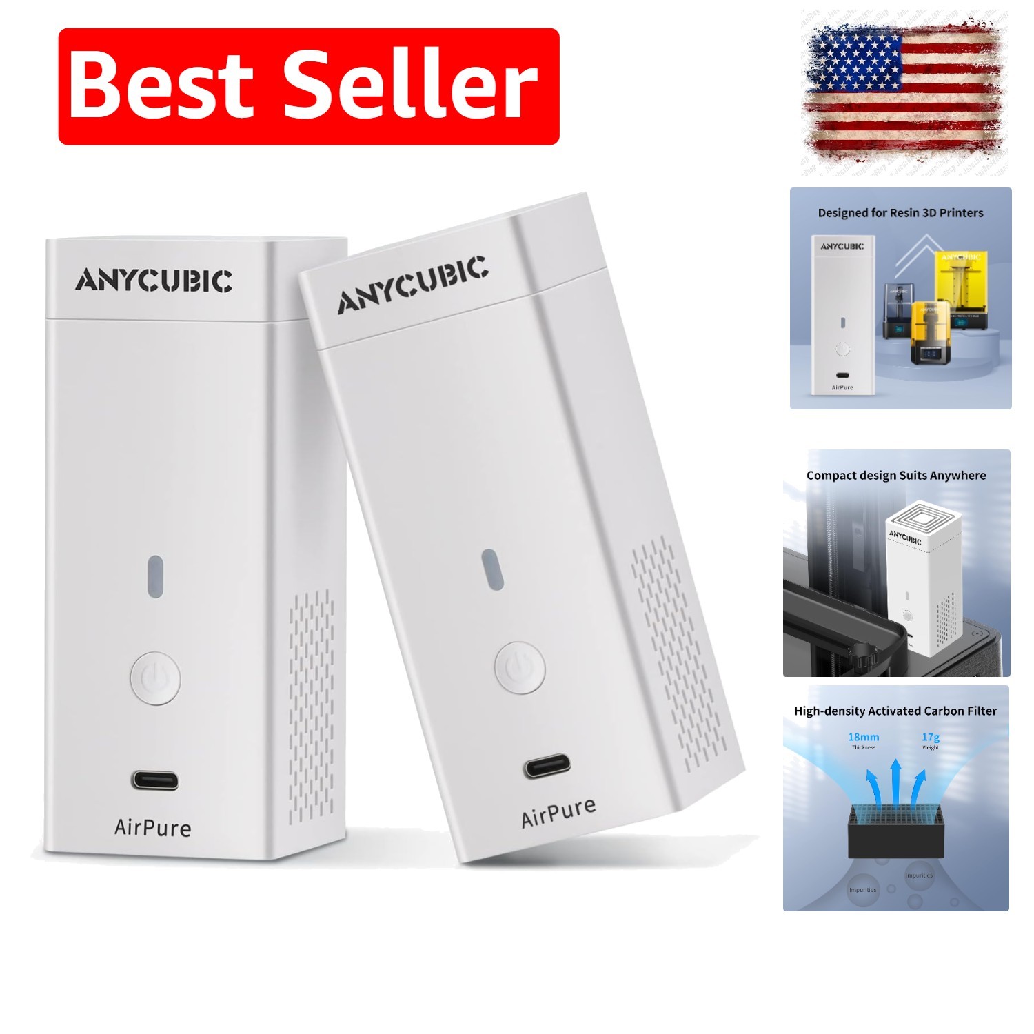 Mini Purifier 3D Printer Accessories, Lightweight Ultra Quiet Purifier with H...