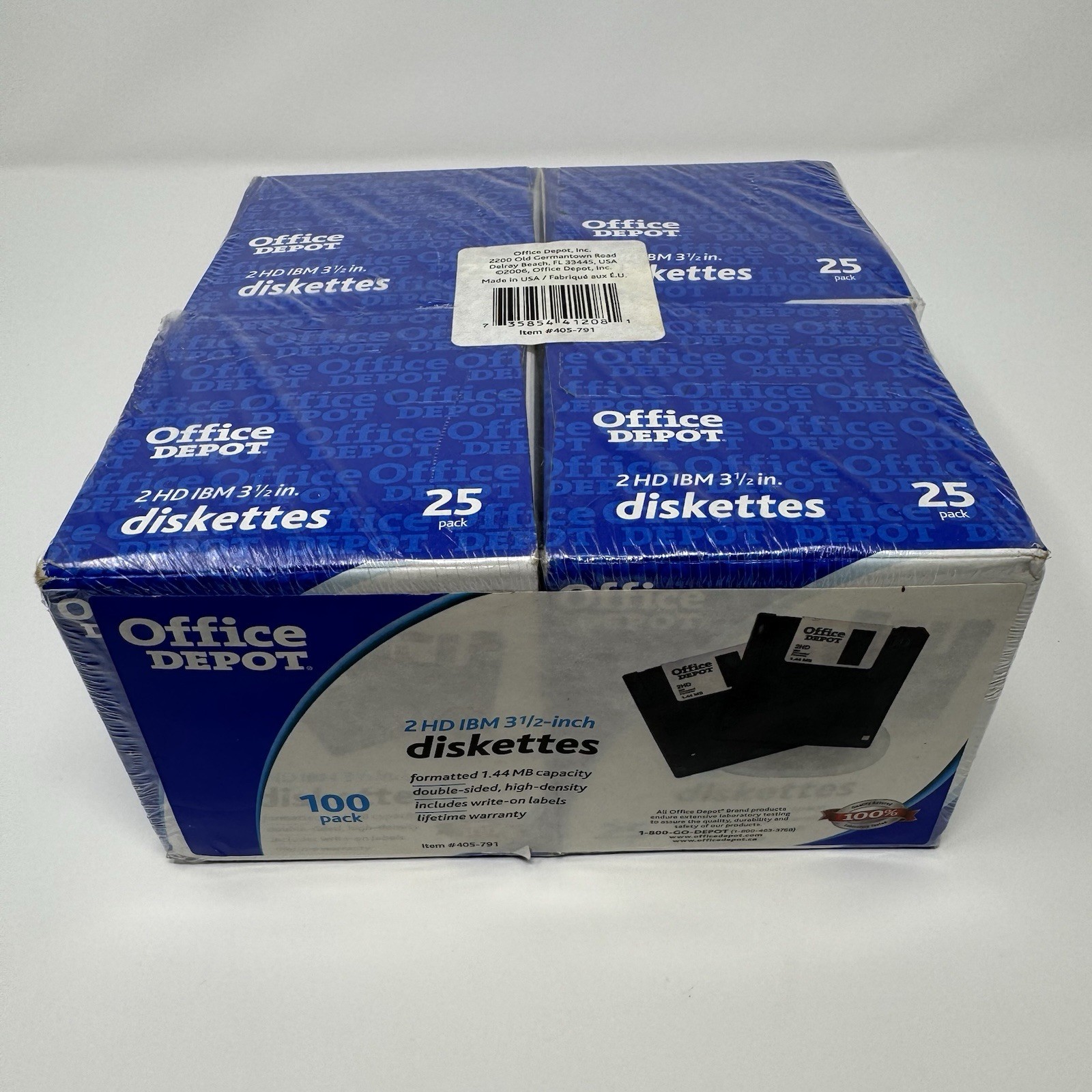 100 Office Depot 2 HD PC Formatted 3.5 Inch High Density Computer Diskettes