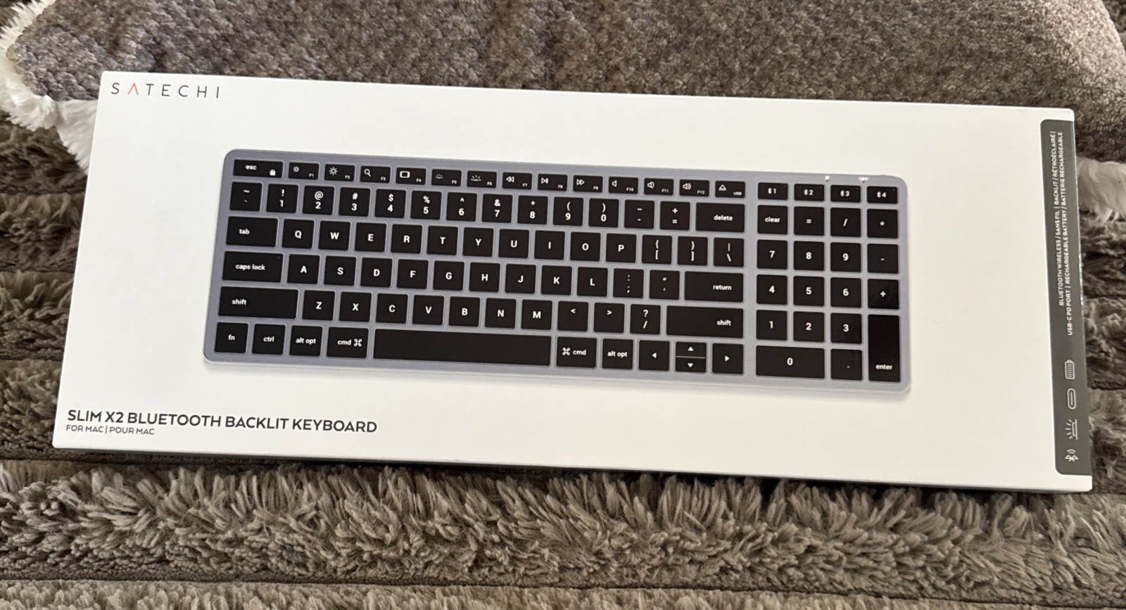 New Satechi Slim X2 Bluetooth Backlit Keyboard For Mac Black Grey Wireless