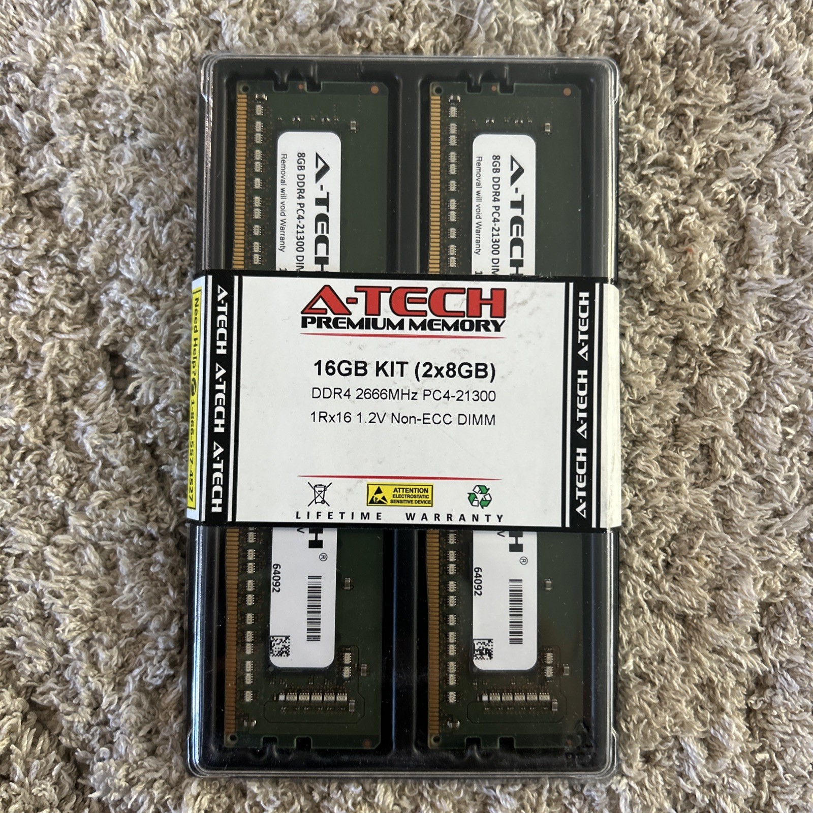 A-Tech 16GB (2x8GB) DDR4 2666MHz PC4-21300 Desktop RAM