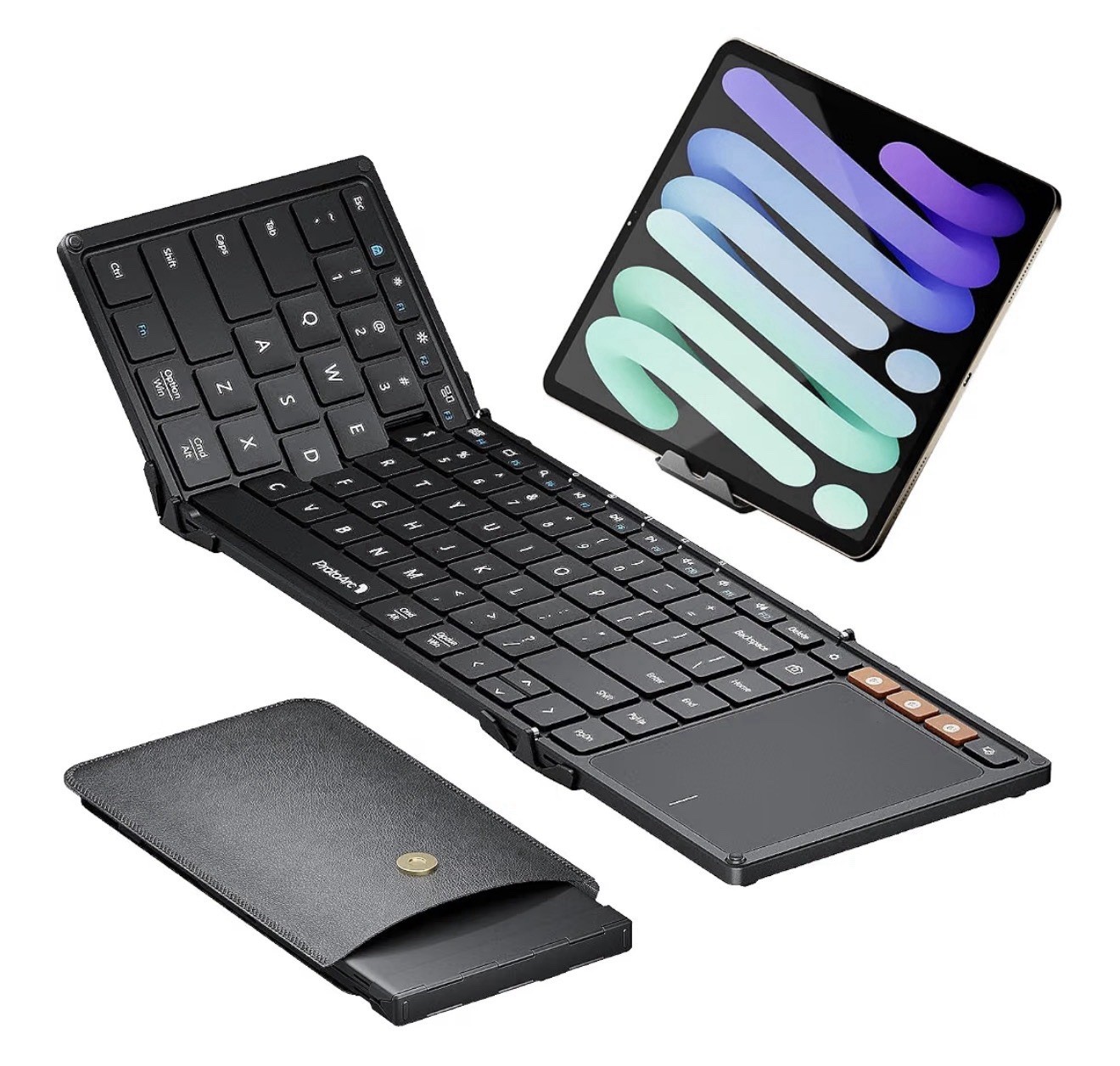 ProtoArc XK01 TP Foldable Keyboard with Touchpad, 0.65 in Keycaps, Black