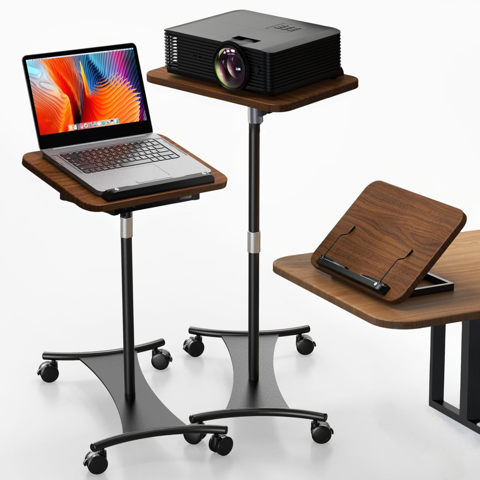 NAMON Rolling Laptop Stand, 2 in 1 Dual-use Floor & Desktop, Adjustable Heigh...