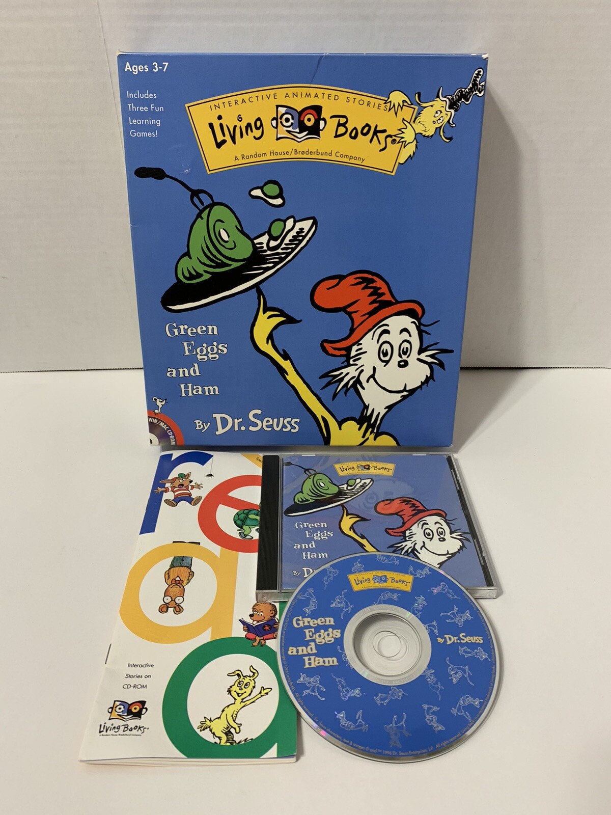 1996 Living Books Green Eggs and Ham Dr Seuss PC CD Rom in Big Box