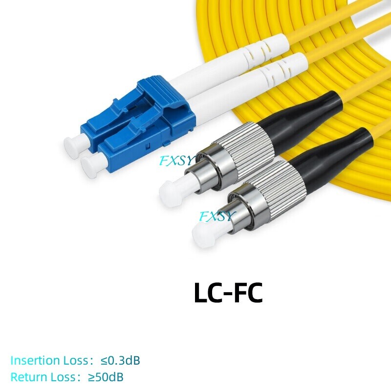 5Pcs 1m 2m 3m 5m 10m 15m LC/UPC to FC/UPC Duplex SM OS2 Fiber Optic Patch Cord