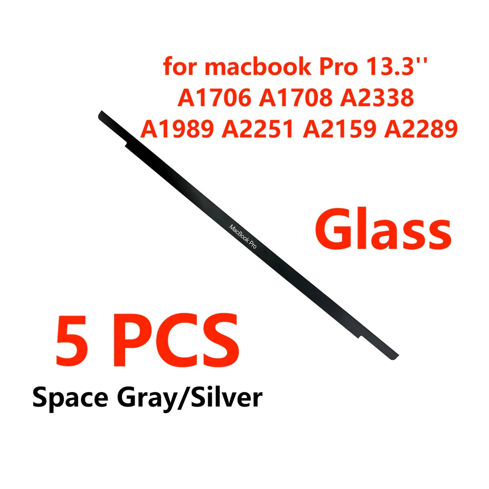 5Pcs LCD Front Glass Bezel Logo Strip Cover For MacBook Pro 13'' A2338 A1989 New