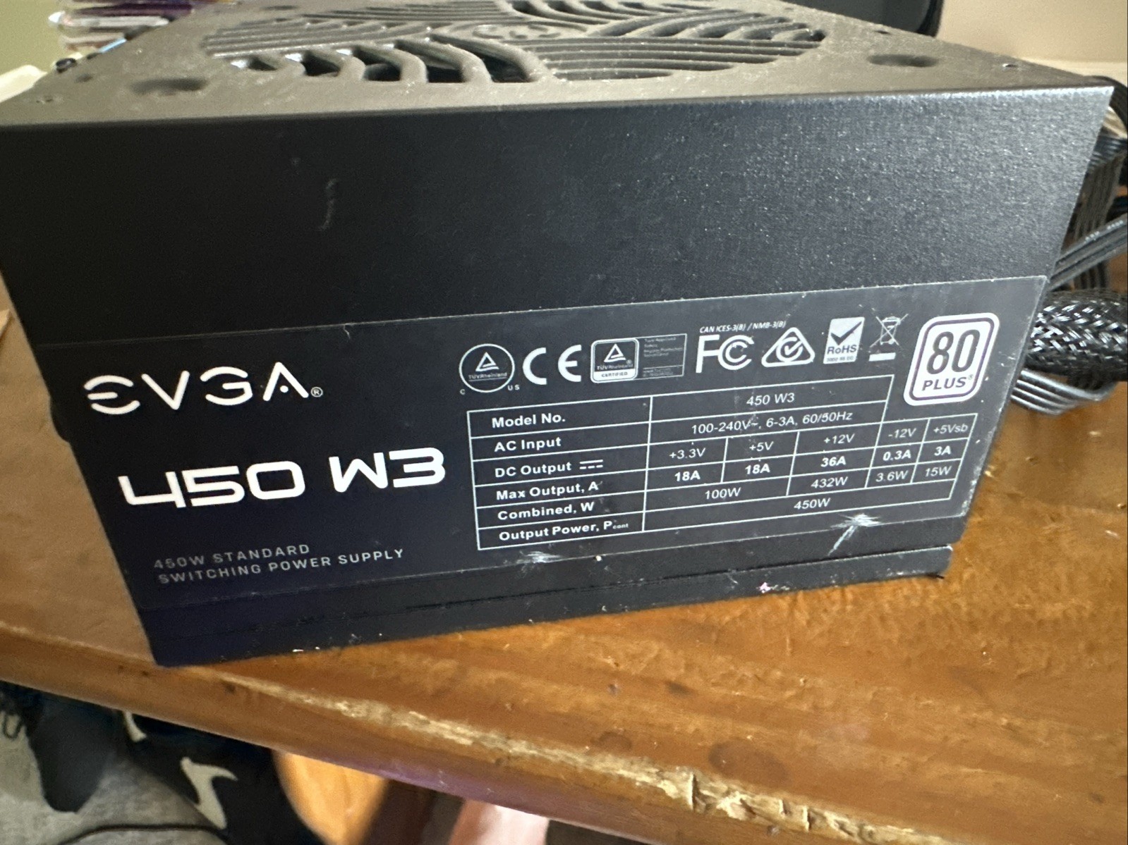 EVGA 450W3 80 Plus Power Supply Unit PSU