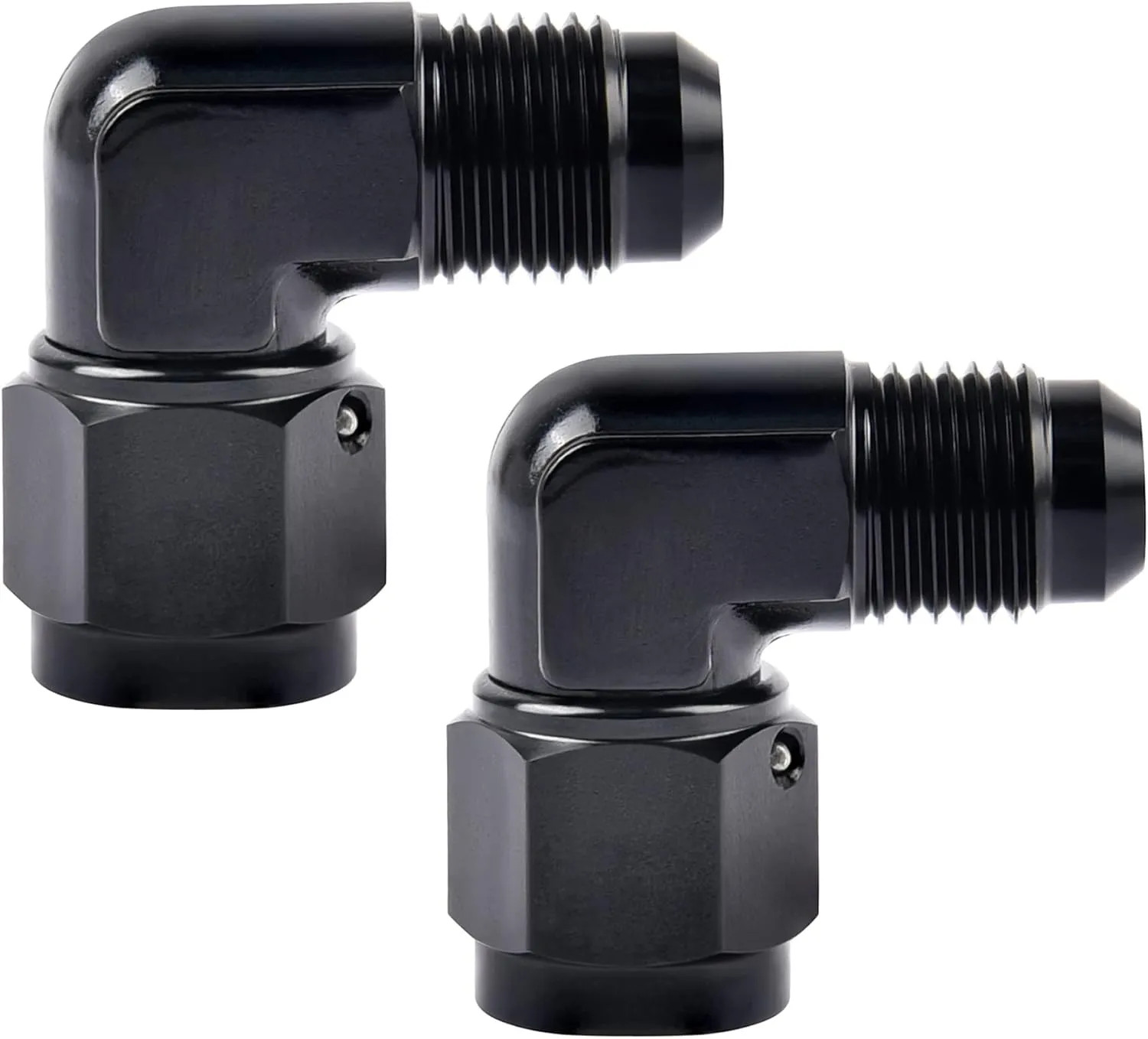 6AN Female To 6AN Male Flare 90 Degree Swivel Fitting Adapter Aluminum Black...