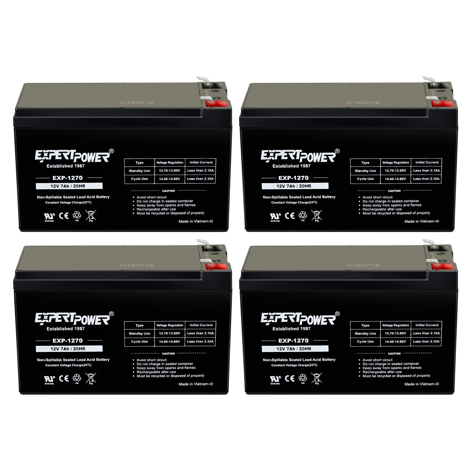 4 Expert Power 12V 7AH SLA Rechargeable Battery for APC IBM Belkin UPS Backup