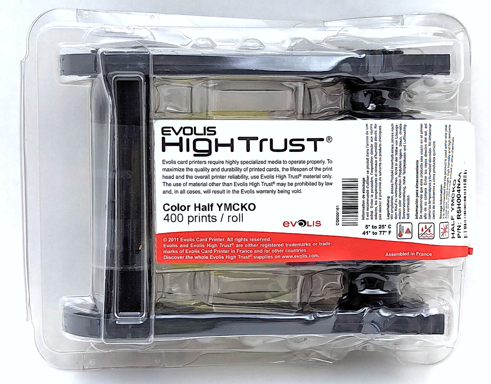 NEW Evolis High Trust R5H004NAA Half YMCKO Ribbon For Primacy Zenius 400 Prints