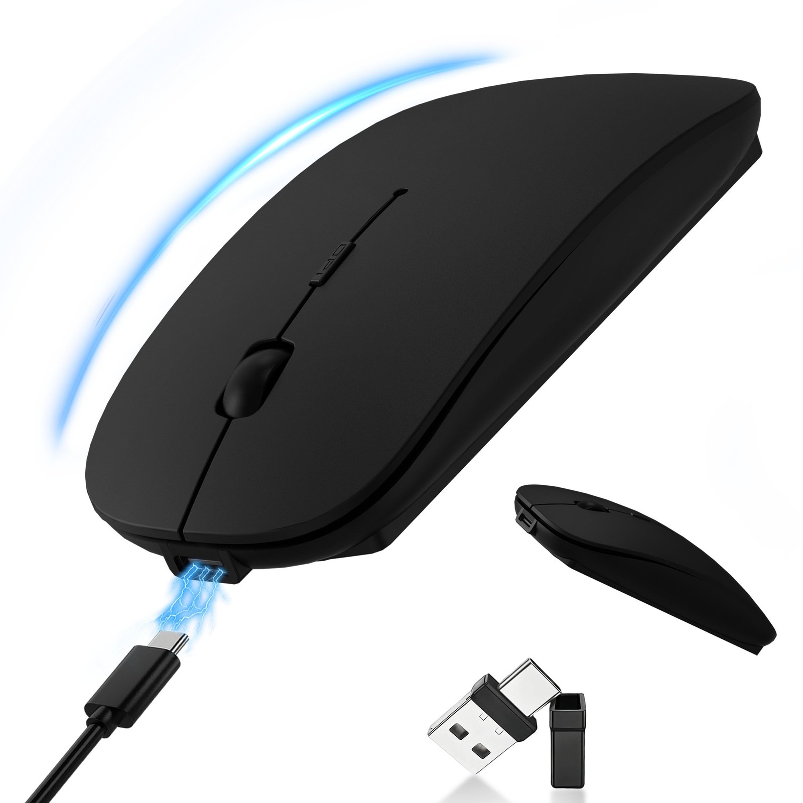 Rechargeable Bluetooth Wireless Mouse with Jiggler, Silent Slim Mouse for Mac...