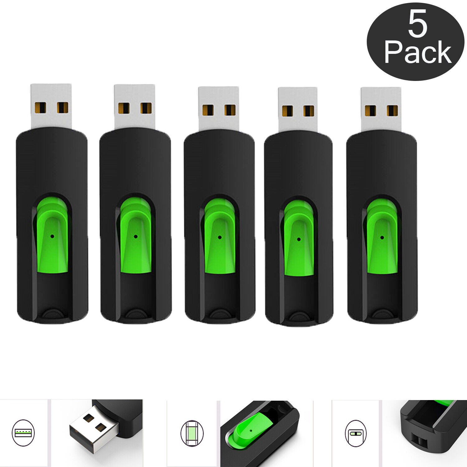 Lot 5/ 10PCS USB 2.0 Retractable Flash Drives 2GB 4GB 8GB 16GB 32GB 64GB 128GB