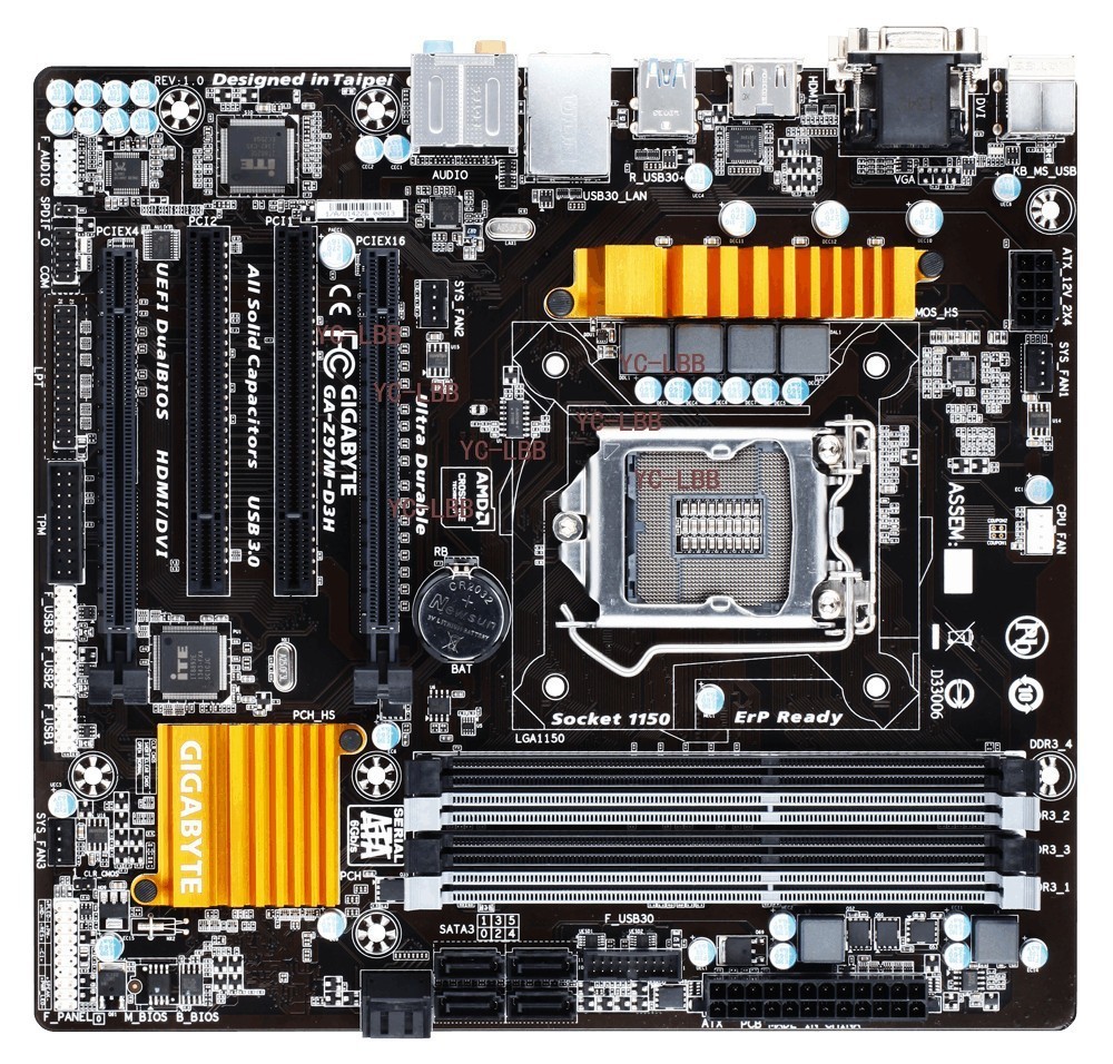 For Gigabyte GA-Z97M-D3H LGA1150 DDR3 Motherboard Tested ok Z97 VGA+DVI+HDMI