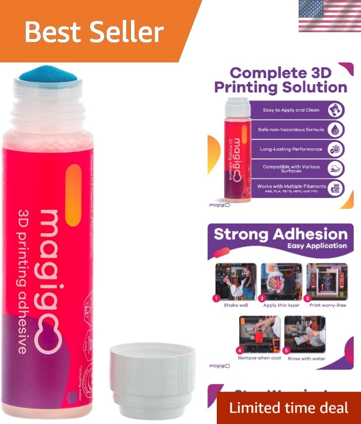 All-in-One 3D Printer Bed Adhesive Glue for ABS, PLA, PETG, 50mL