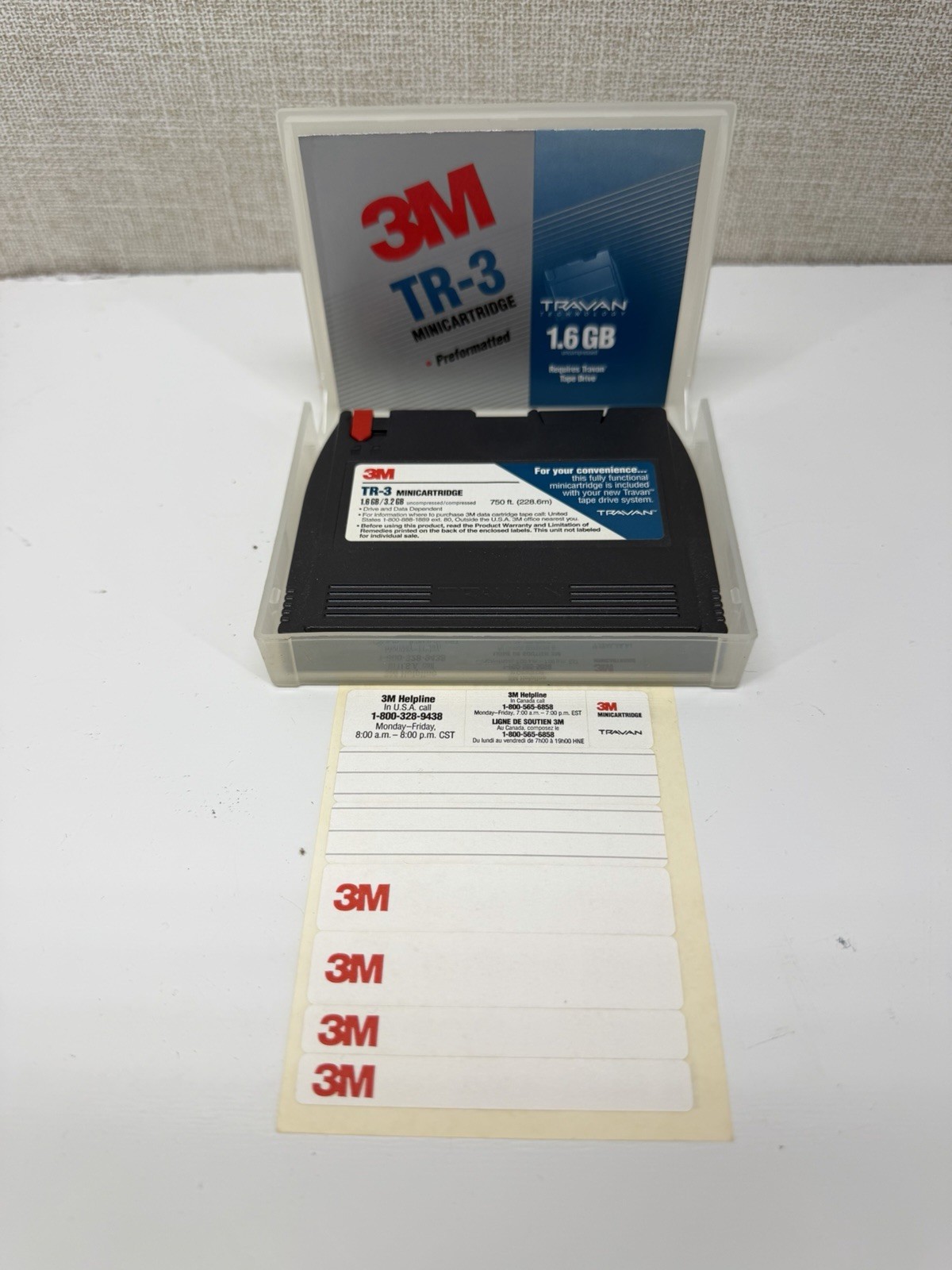 3M TR-3 Travan Mini Cartridge 1.6GB Data Tape w/ Case Vintage Backup