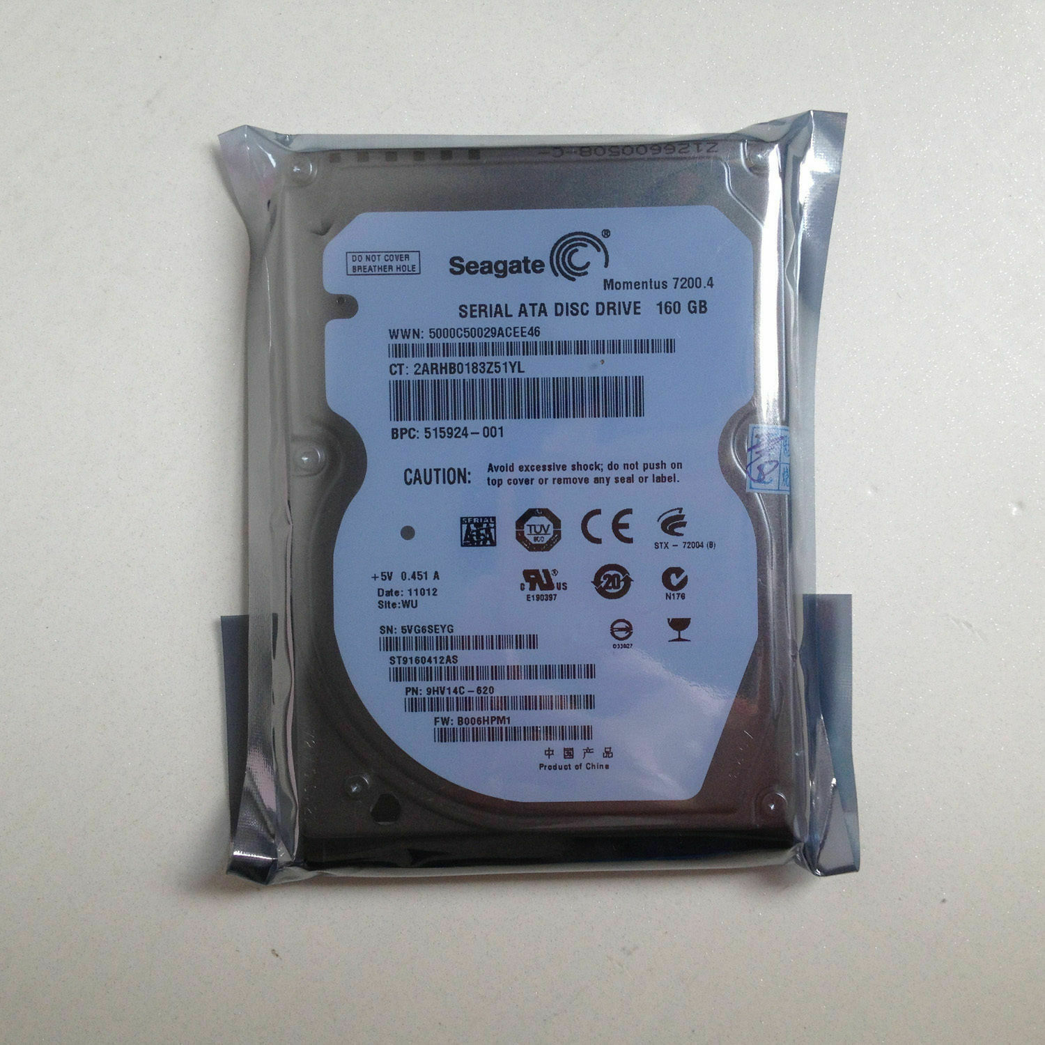 Seagate ST9160412AS 160 GB,SATA,Internal,7200 RPM,16 MB, 2.5" Laptop Hard Drive