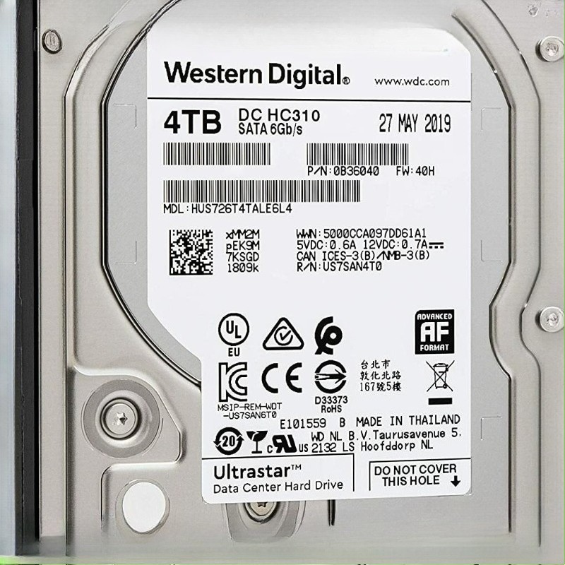 HUS726T4TALE6L4 NEW WD Ultrastar DC HC310 4TB HDD 3.5" 7200RPM SATA 256MB Cache