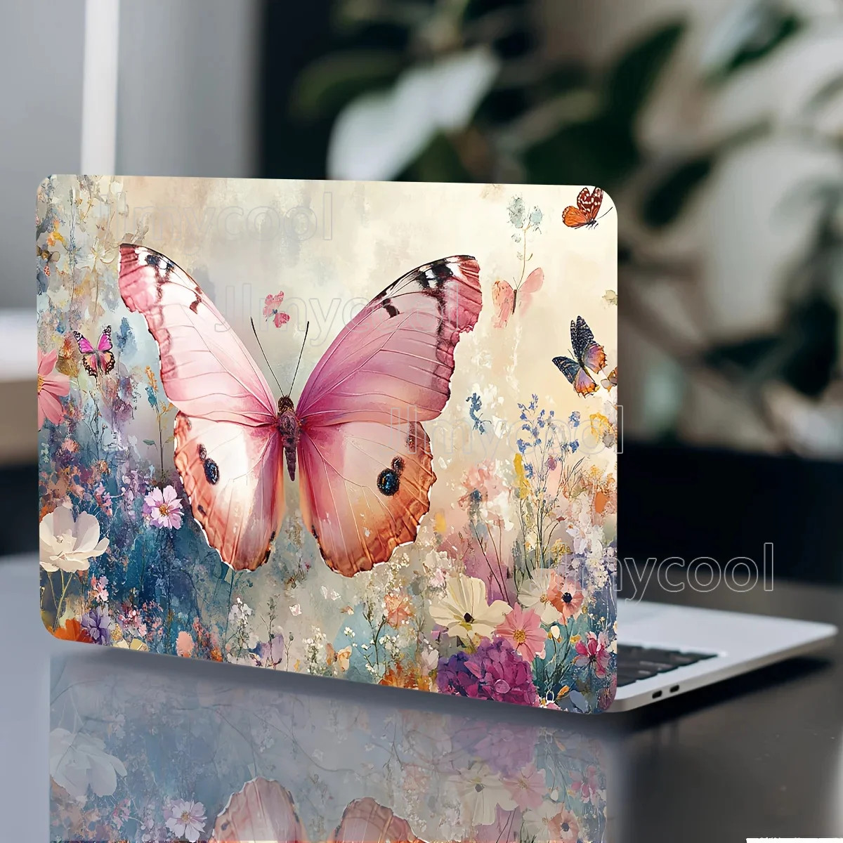 2pcs Butterfly Art Laptop Light Beige Sticker Waterproof and Scratch Resistant