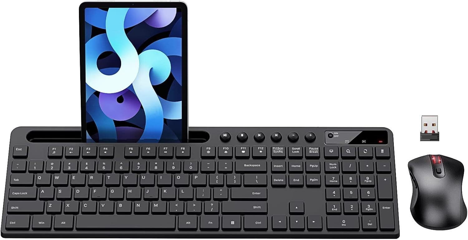 Ultra-Delgado Mini Teclado Inalambrico y Raton Combo Teclado Mecanico 2.4