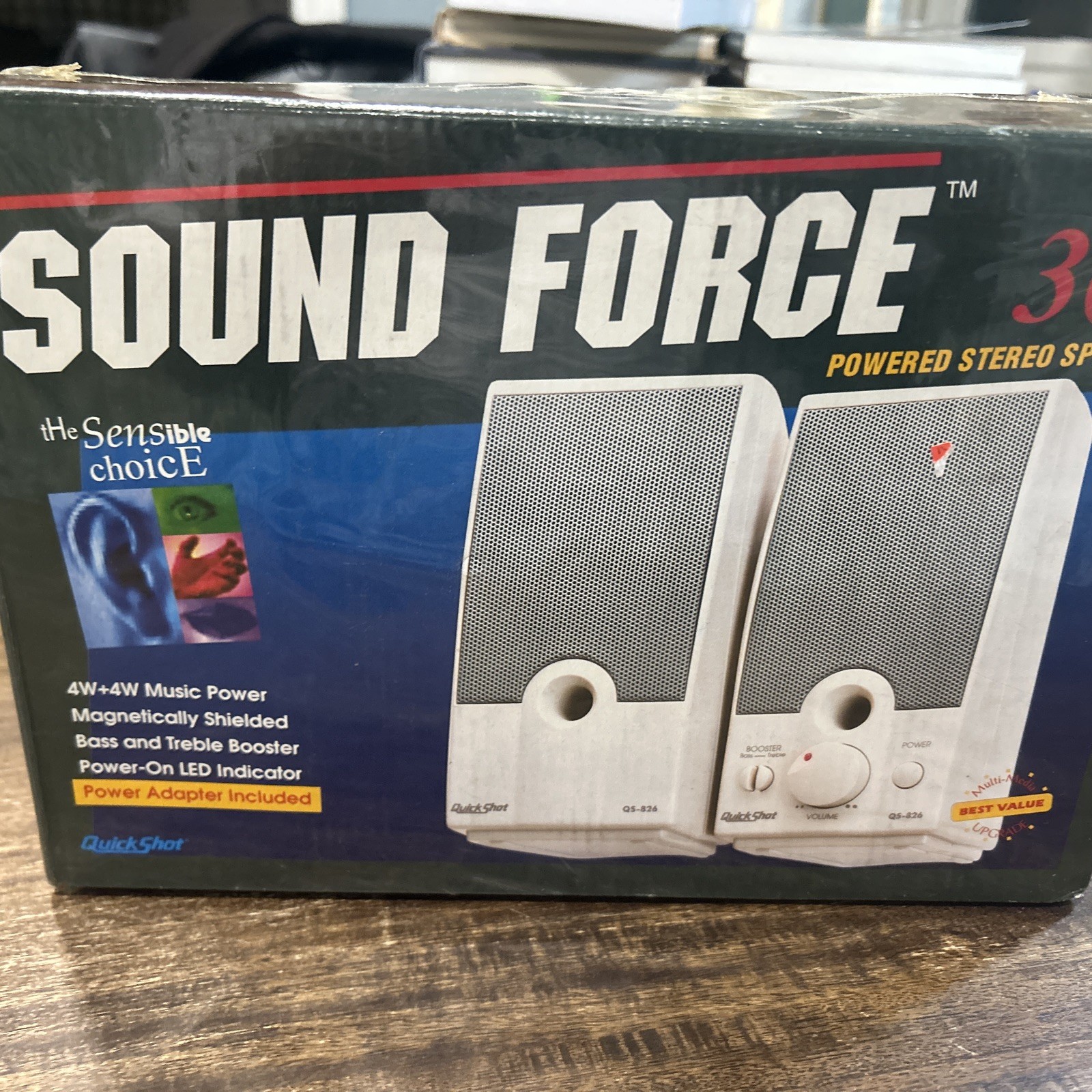 Sound Force 300 Powered Stereo Speakers New Vintage